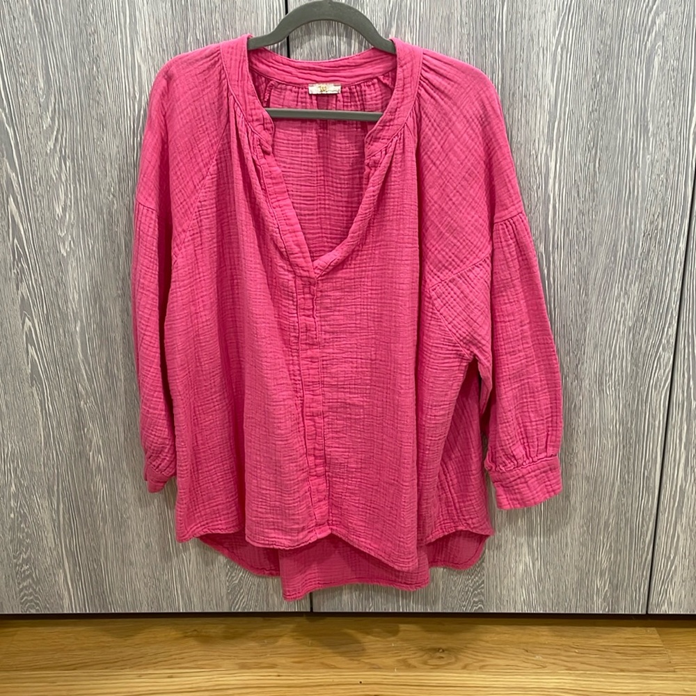J&L PARIS - WOMENS TOP - SIZE L - PINK 100% COTTON - EXCELLENT CONDITION!